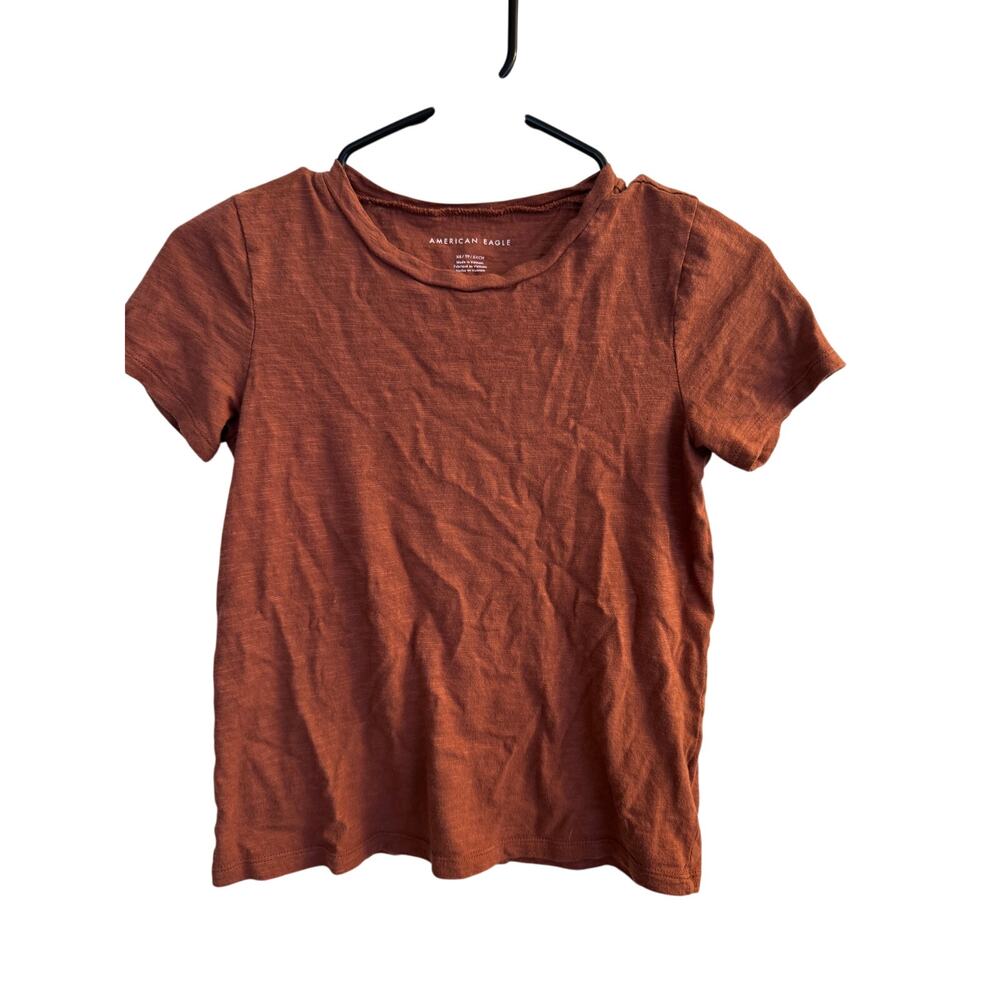 American Eagle Tee Women's Burnt Orange Short Sleeeve Crop Sz XS‎